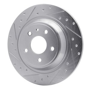 Ford Fusion Brake Rotor (1) - Rear Left - R1 Concepts - Drilled & Slotted - Silver - `13-`20
